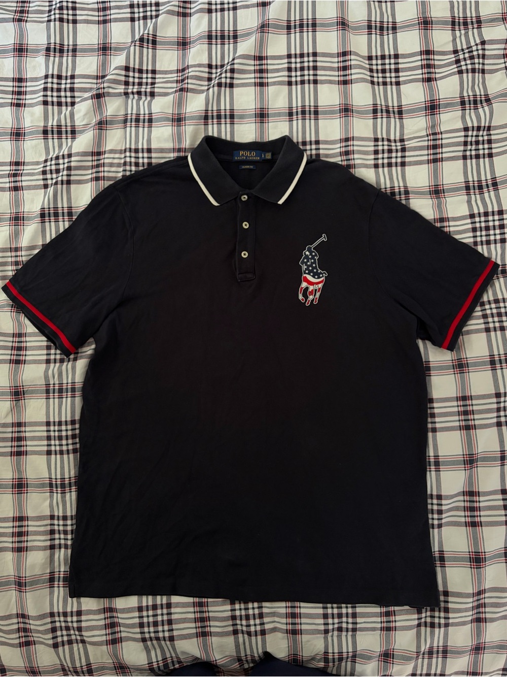 Ralph Lauren Men’s Navy Blue Polo with USA Polo Player Patch